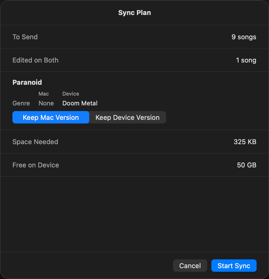Plinth Device Sync plan showing a tag conflict awaiting resolution